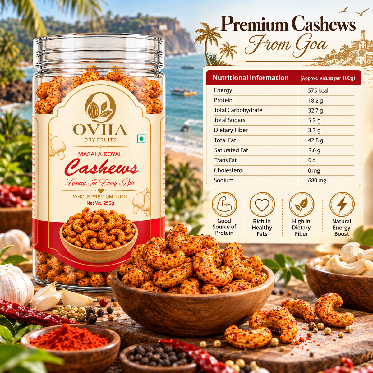 Combo - Royal Masala & Thai Chilli Cashews - Oviia Dryfruits