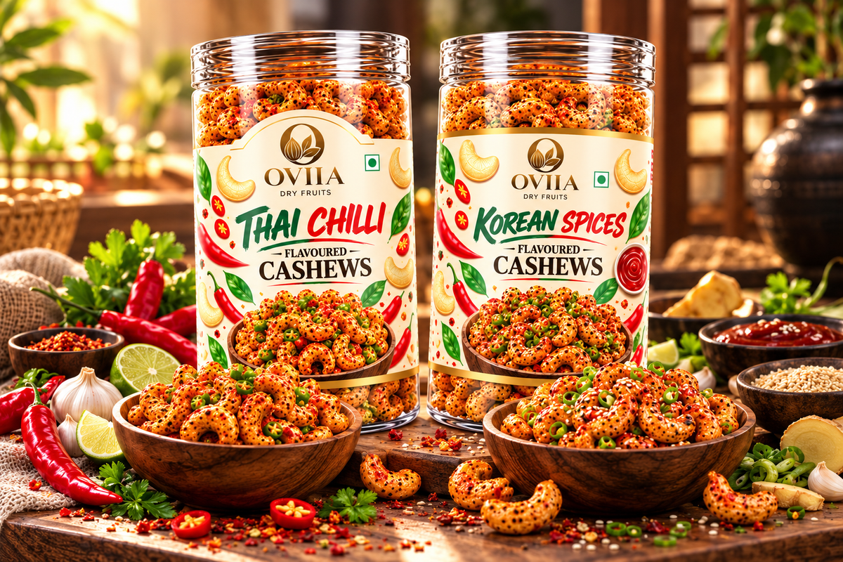 Combo - Thai Chilli & Korean Spices Cashews - Oviia Dryfruits