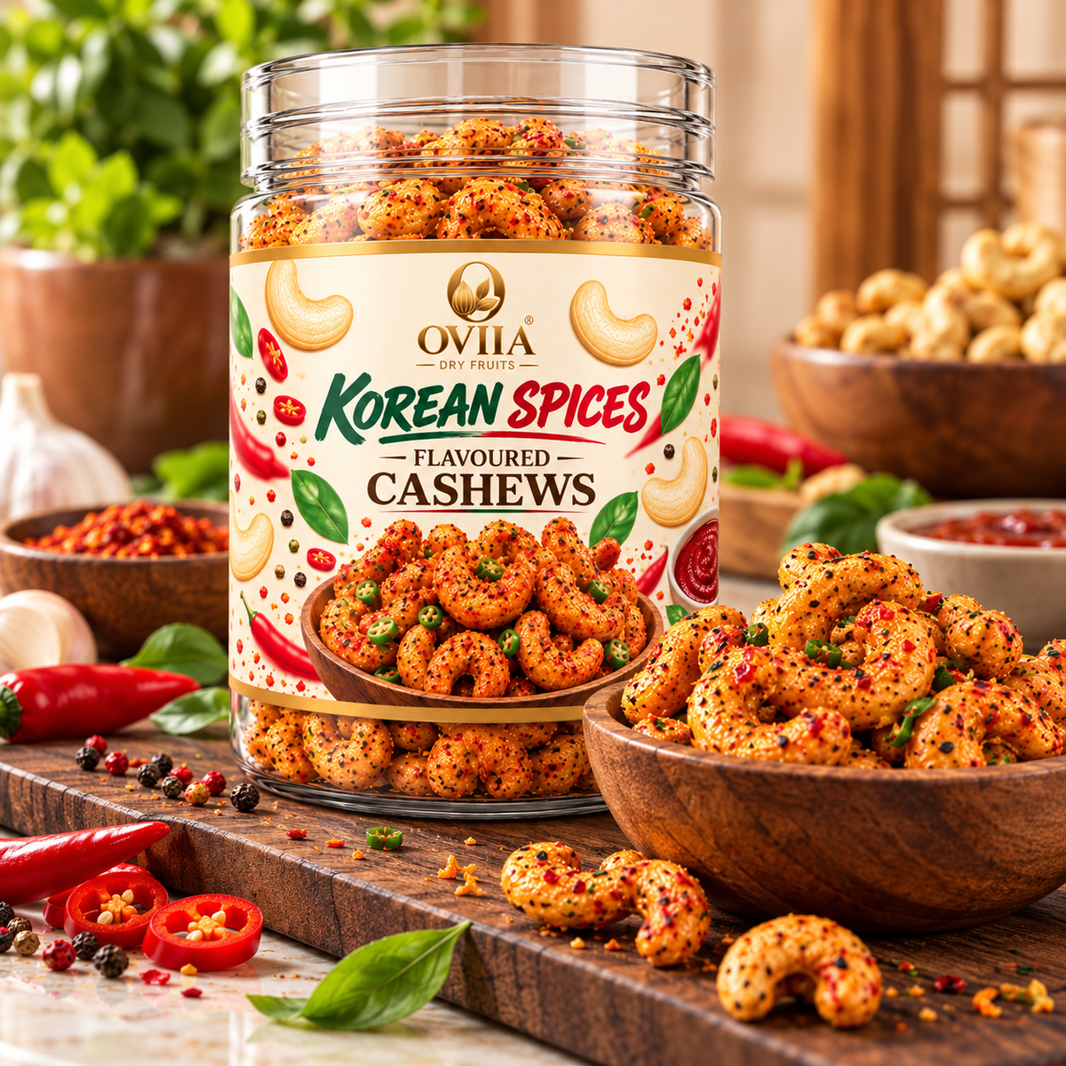 Indian Masala - Korean Spices Cashews - Royal Combo - Oviia Dryfruits