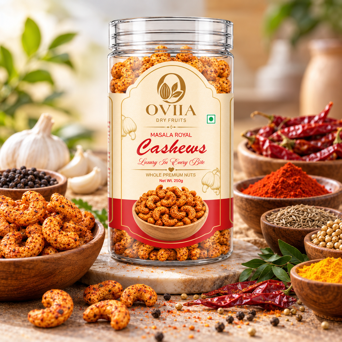 Indian Masala - Korean Spices Cashews - Royal Combo - Oviia Dryfruits