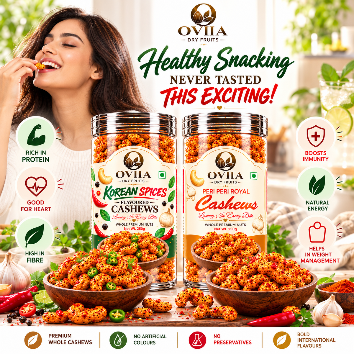 Korean Spices & Peri Peri Cahsews - Combo