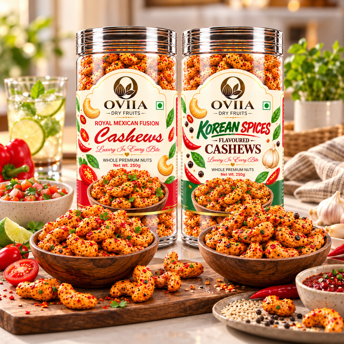Korean Spices & Maxican Fusion Cashews - Combo