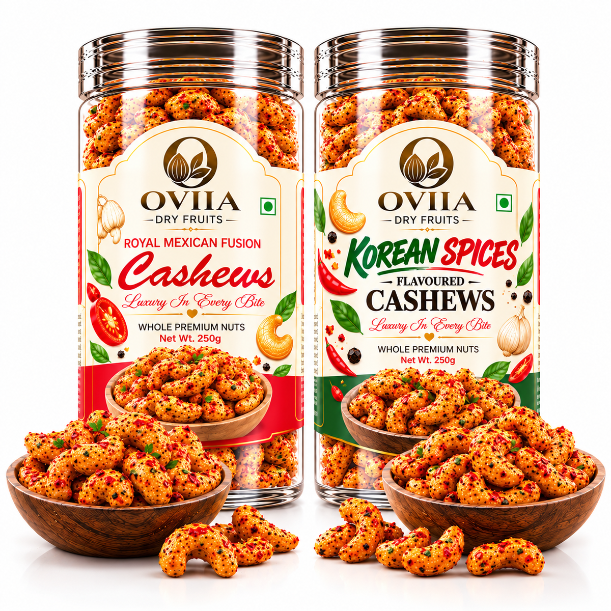 Korean Spices & Maxican Fusion Cashews - Combo
